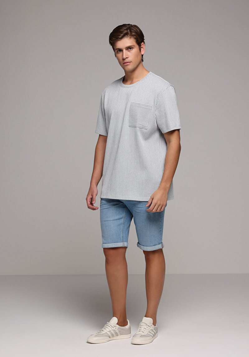 Imagine a Tricou Cu Maneca Scurta De Barbati Albastru Comfort Fit Cl1080250