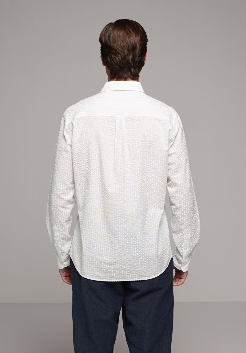 Imagine a Camasa Cu Maneca Lunga De Barbati Alb Regular Fit Cl1079019