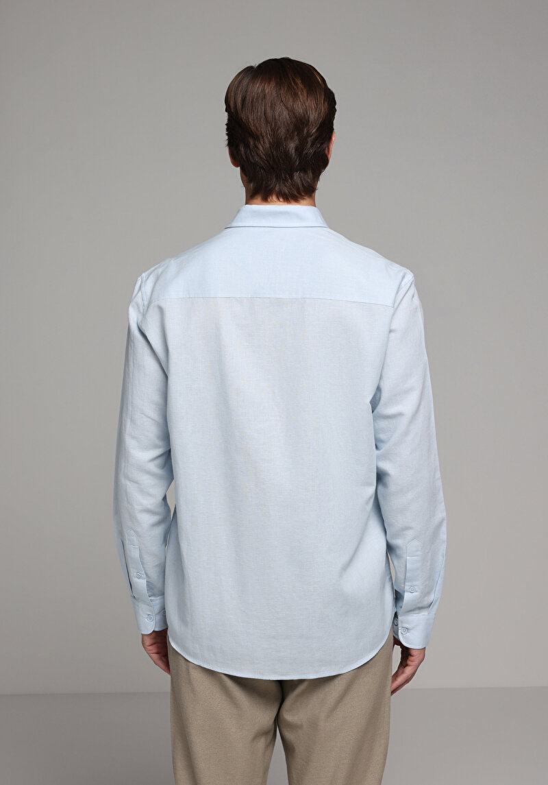 Imagine a Camasa Cu Maneca Lunga De Barbati Albastru Regular Fit Cl1080088