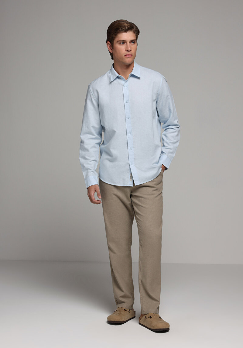 Imagine a Camasa Cu Maneca Lunga De Barbati Albastru Regular Fit  Cl1080088