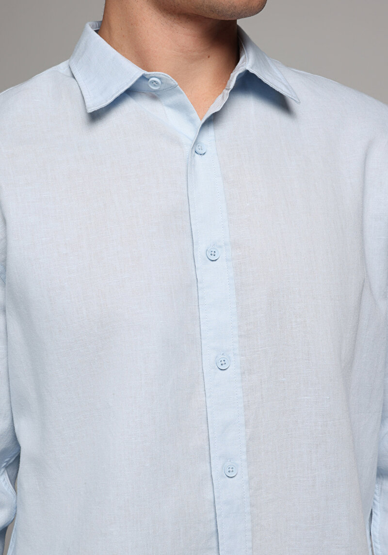 Imagine a Camasa Cu Maneca Lunga De Barbati Albastru Regular Fit  Cl1080088