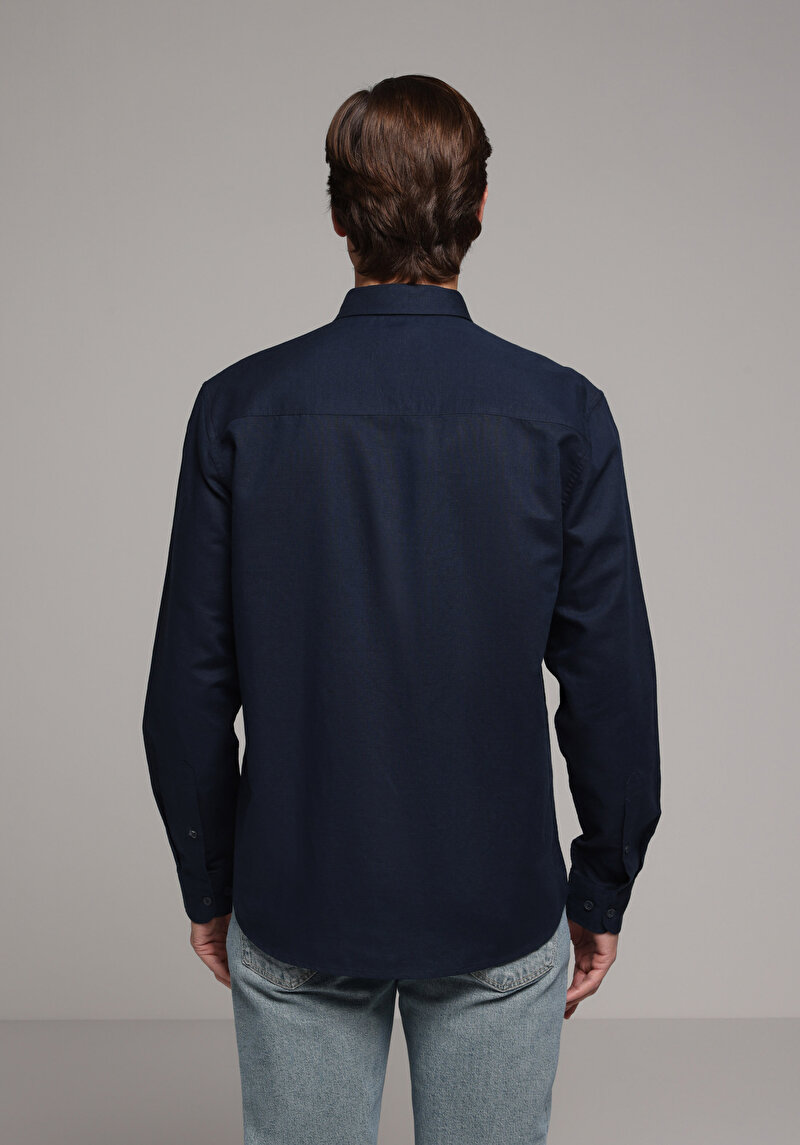 Imagine a Camasa Cu Maneca Lunga De Barbati Albastru Marin Regular Fit Cl1080088