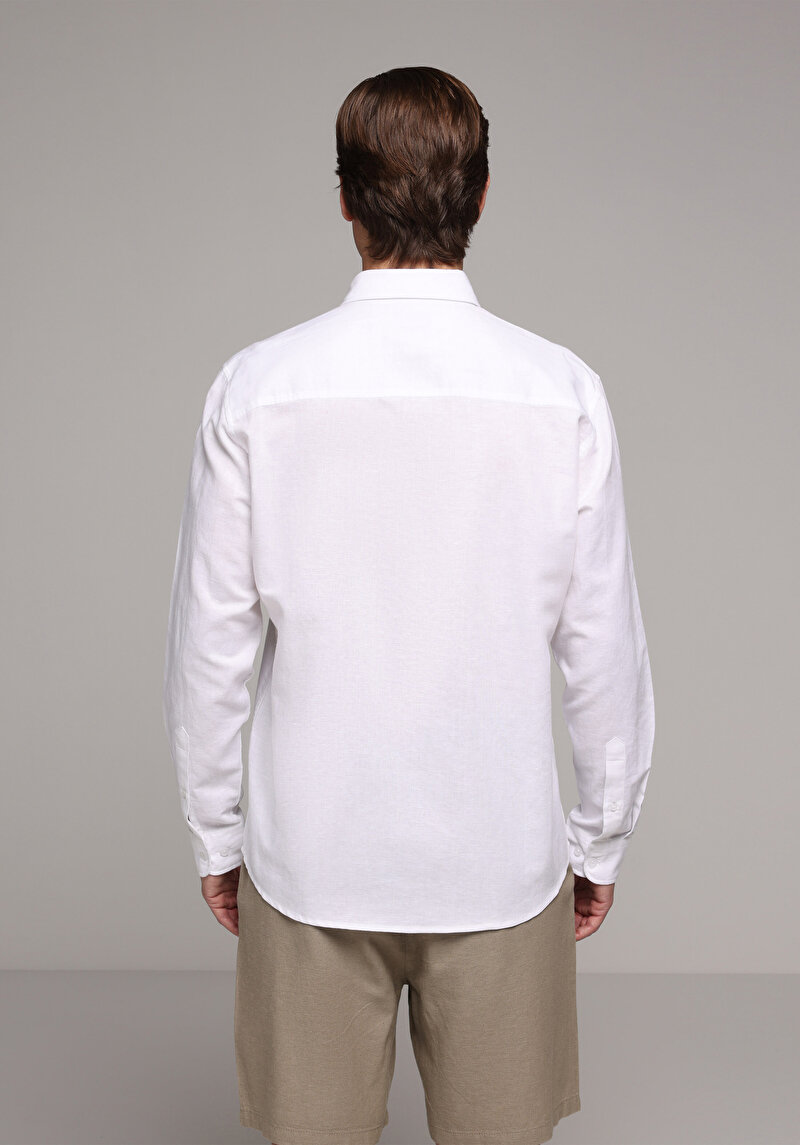 Imagine a Camasa Cu Maneca Lunga De Barbati Alb Regular Fit Cl1080088