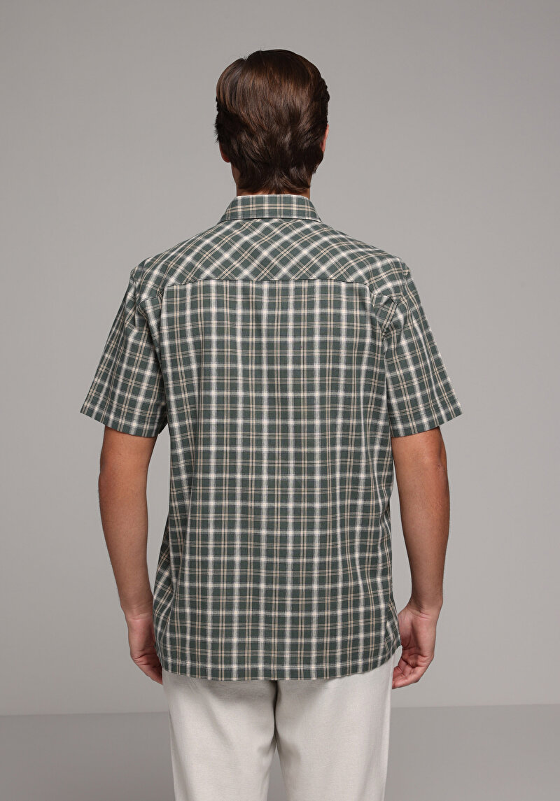Imagine a Camasa Cu Maneca Scurta De Barbati Verde Relaxed Fit  Cl1080585