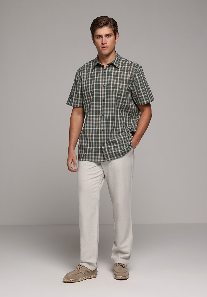 Imagine a Camasa Cu Maneca Scurta De Barbati Verde Relaxed Fit  Cl1080585