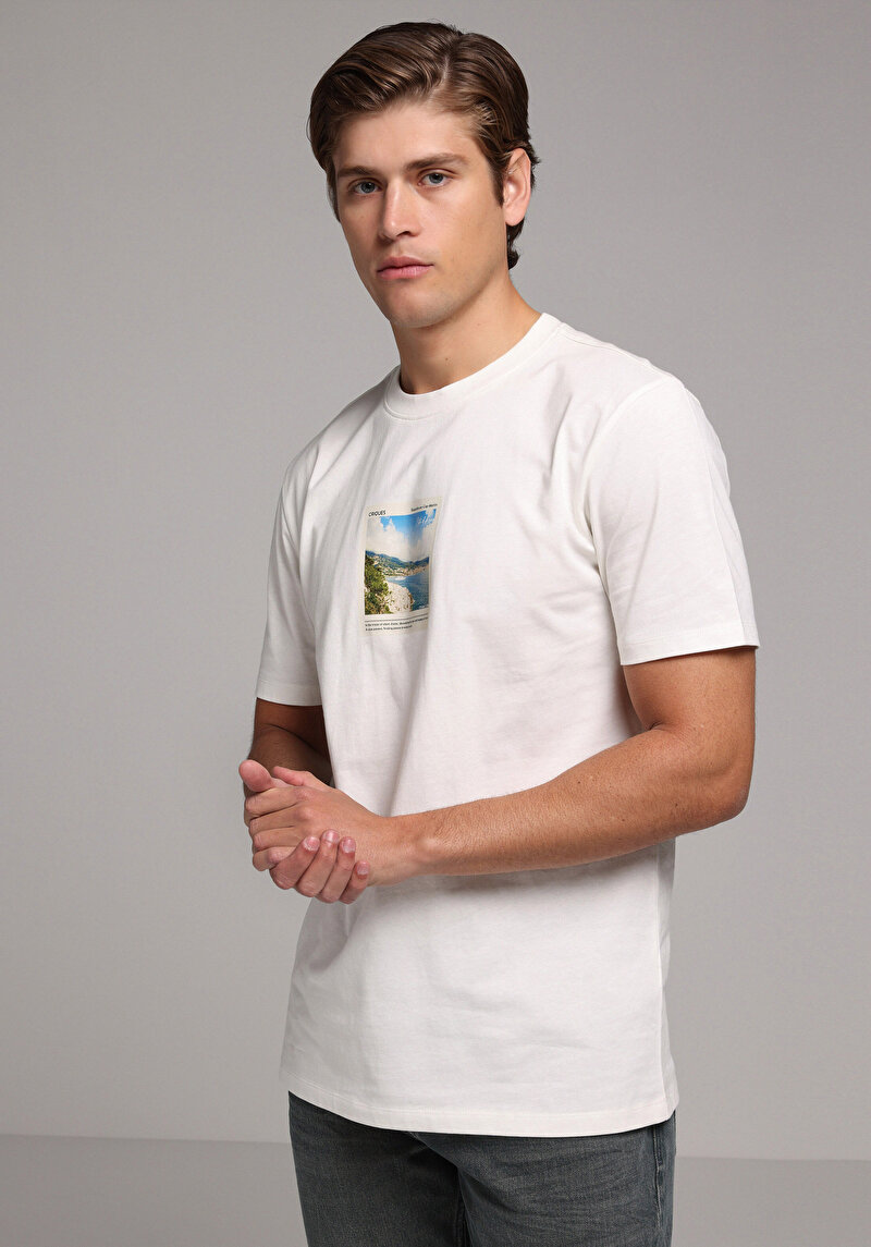 Imagine a Tricou Cu Maneca Scurta De Barbati Alb Regular Fit  Cl1078789