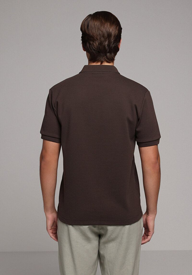 Imagine a Tricou Polo Cu Maneca Scurta De Barbati Maro Regular Fit  Cl1080247