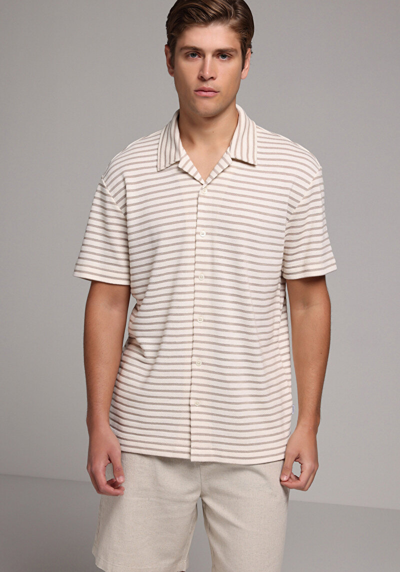 Imagine a Tricou Polo Cu Maneca Scurta De Barbati Bej Comfort Fit  Cl1080265