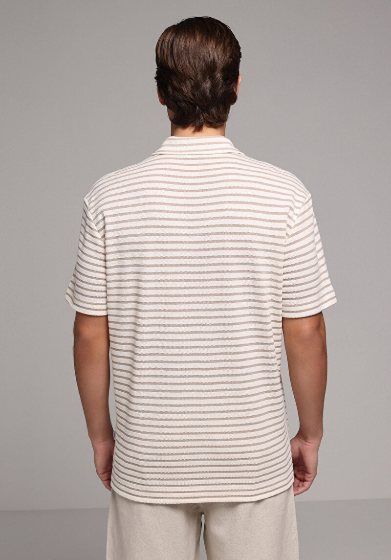 Imagine a Tricou Polo Cu Maneca Scurta De Barbati Bej Comfort Fit Cl1080265