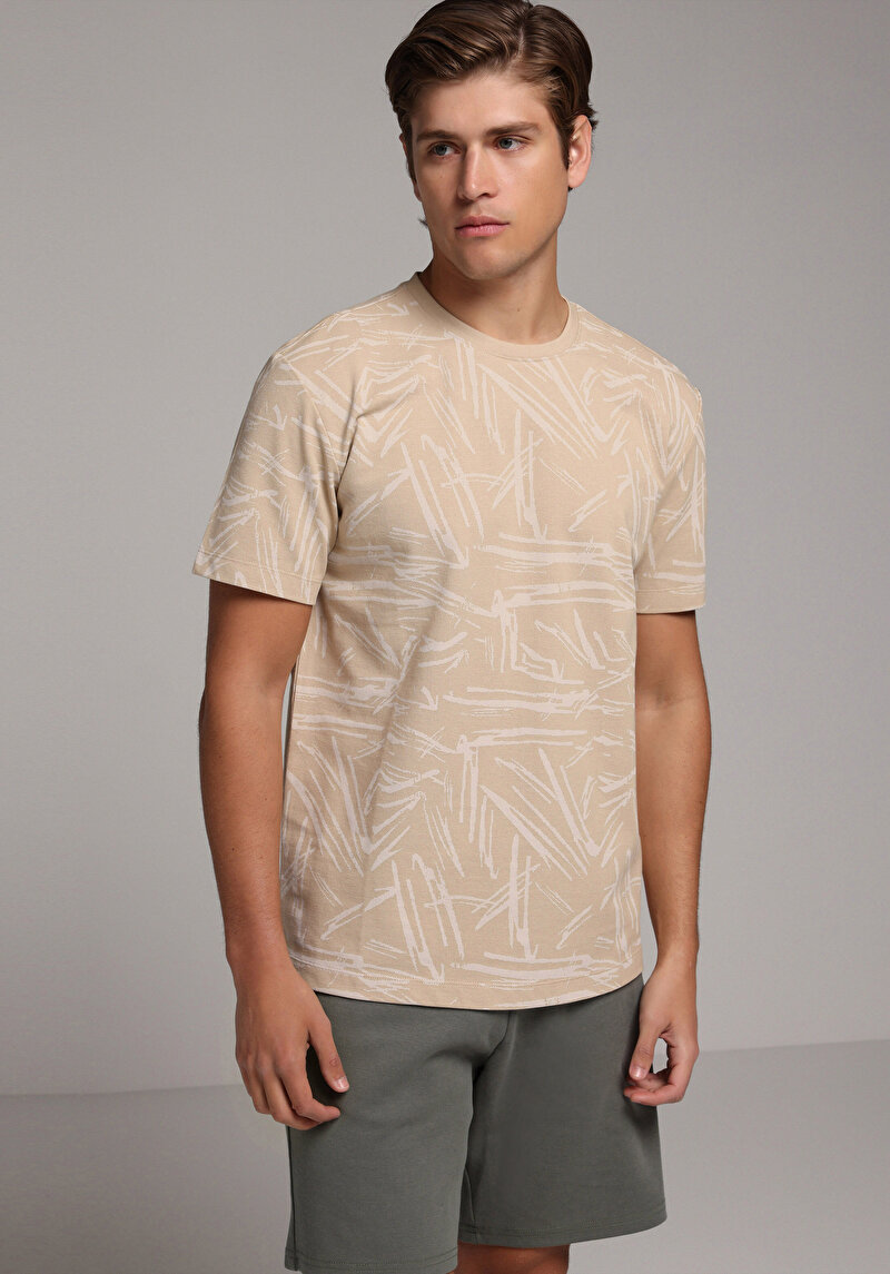 Imagine a Tricou Cu Maneca Scurta De Barbati Bej Regular Fit  Cl1080597