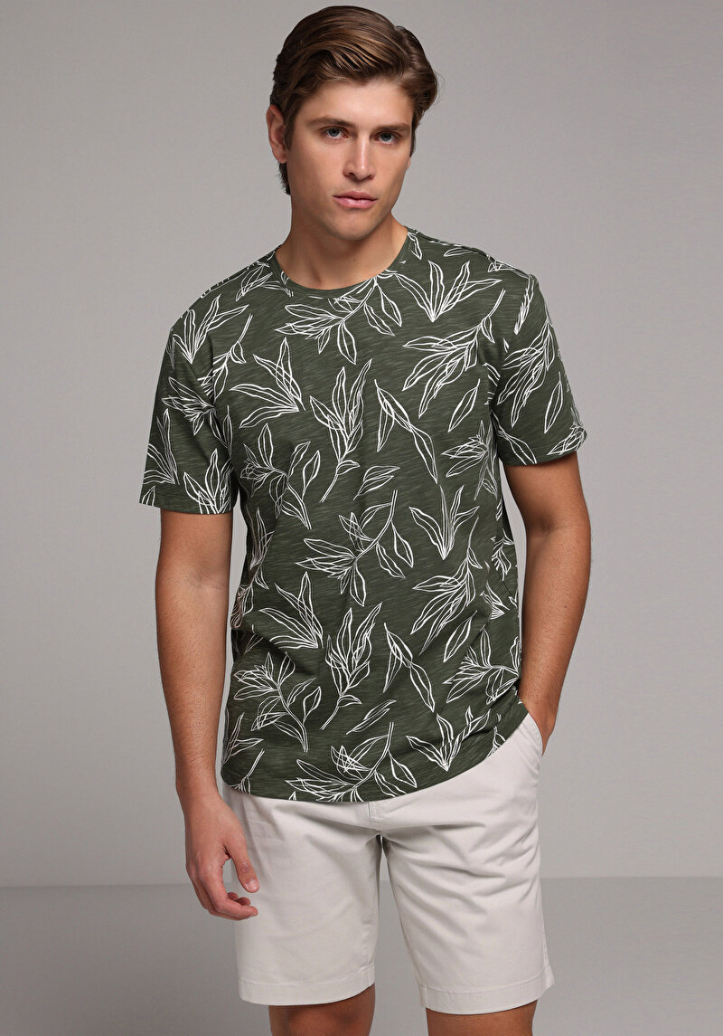 Imagine a Tricou Cu Maneca Scurta De Barbati Kaki Regular Fit  Cl1080604
