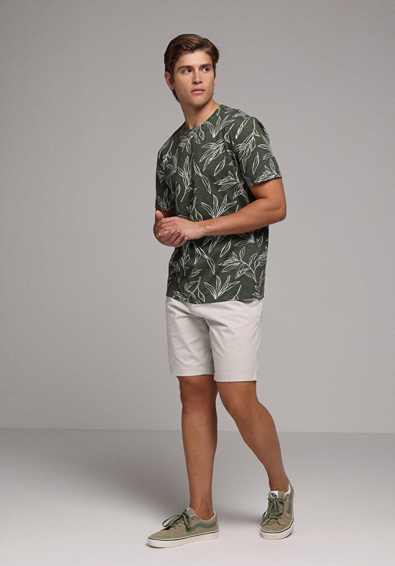 Imagine a Tricou Cu Maneca Scurta De Barbati Kaki Regular Fit  Cl1080604