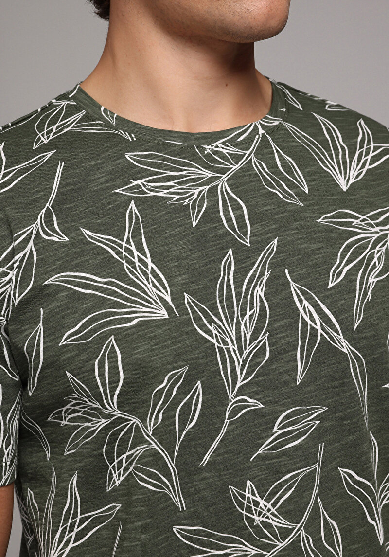 Imagine a Tricou Cu Maneca Scurta De Barbati Kaki Regular Fit  Cl1080604