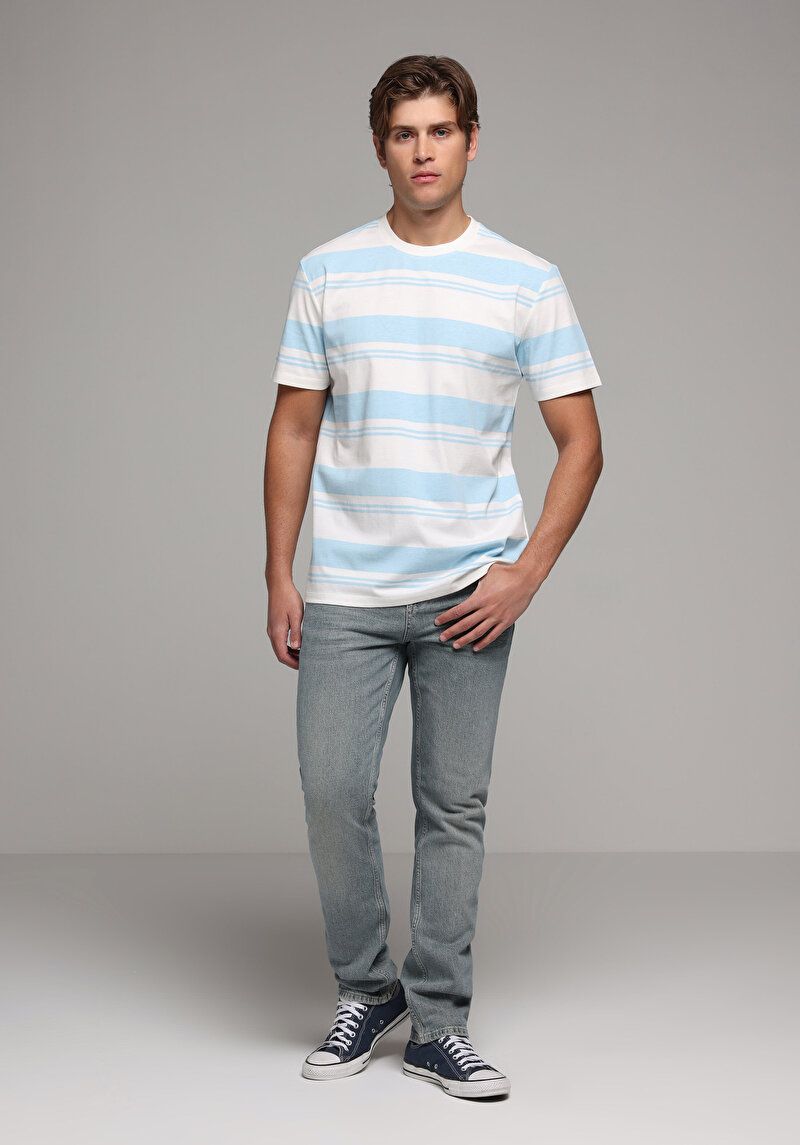 Imagine a Tricou Cu Maneca Scurta De Barbati Albastru Regular Fit Cl1080255