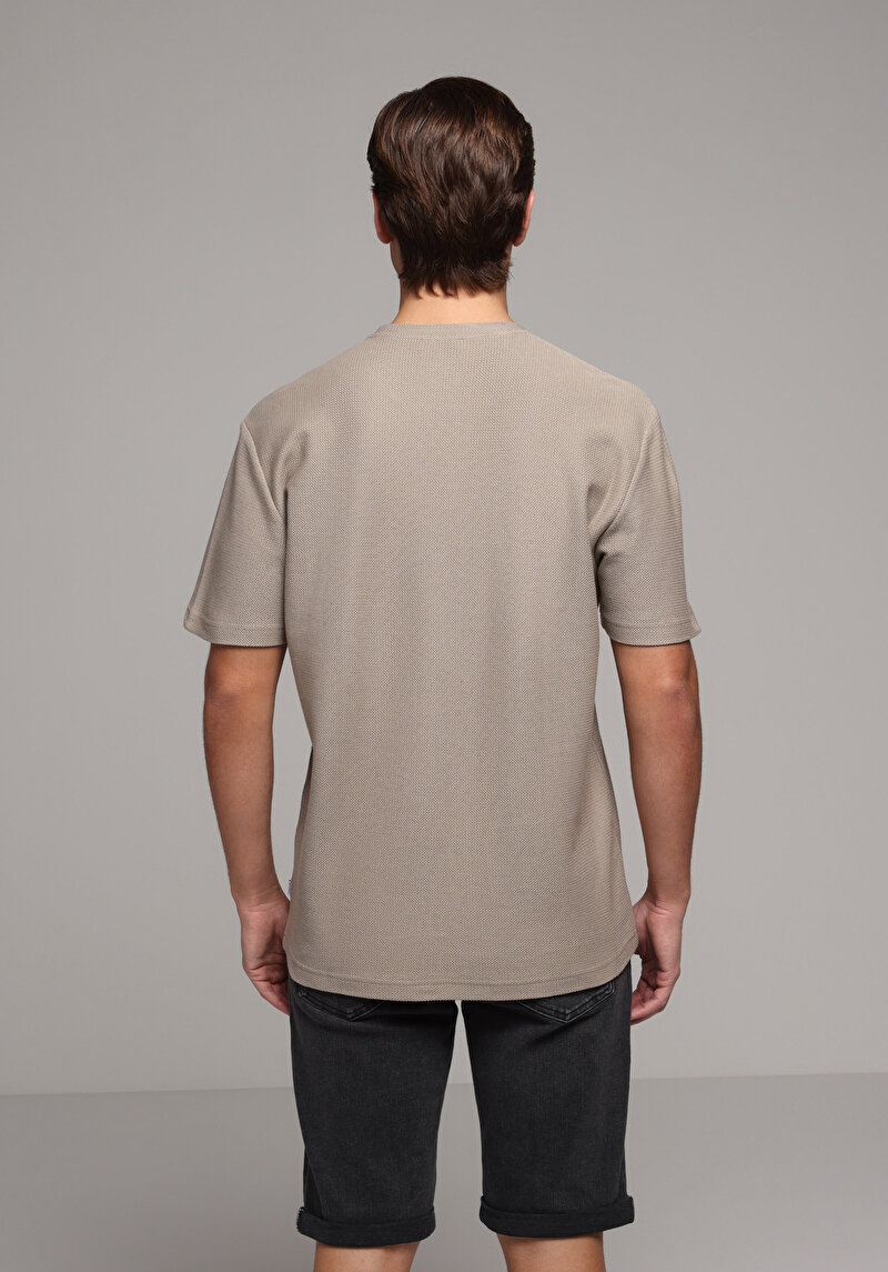 Imagine a Tricou Cu Maneca Scurta De Barbati Bej Comfort Fit  Cl1080460