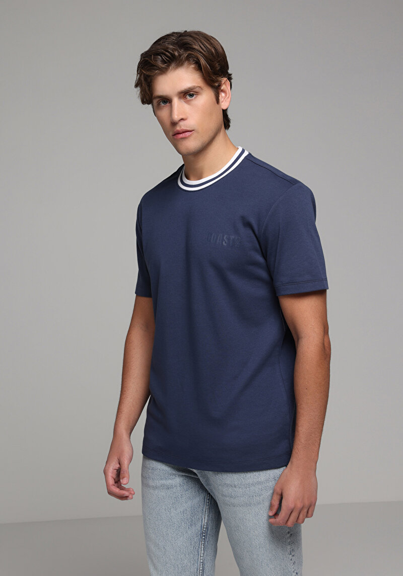 Imagine a Tricou Cu Maneca Scurta De Barbati Albastru Marin Regular Fit  Cl1080602