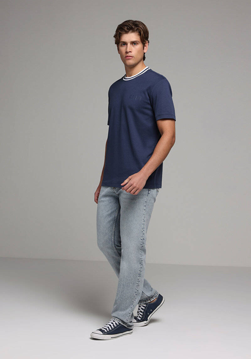 Imagine a Tricou Cu Maneca Scurta De Barbati Albastru Marin Regular Fit  Cl1080602