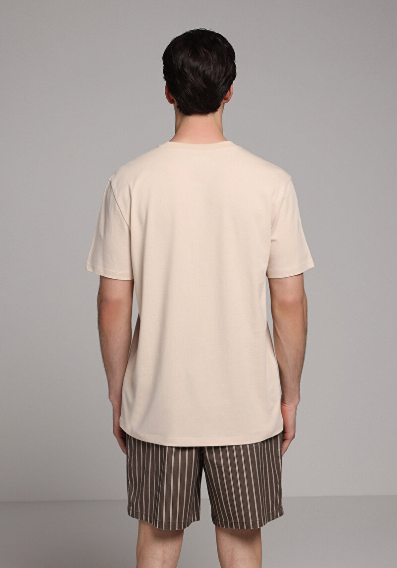 Imagine a Tricou Cu Maneca Scurta De Barbati Bej Regular Fit  Cl1078536