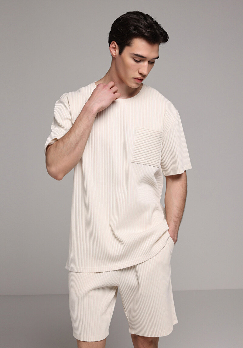 Imagine a Tricou Cu Maneca Scurta De Barbati Bej Comfort Fit Cl1080250