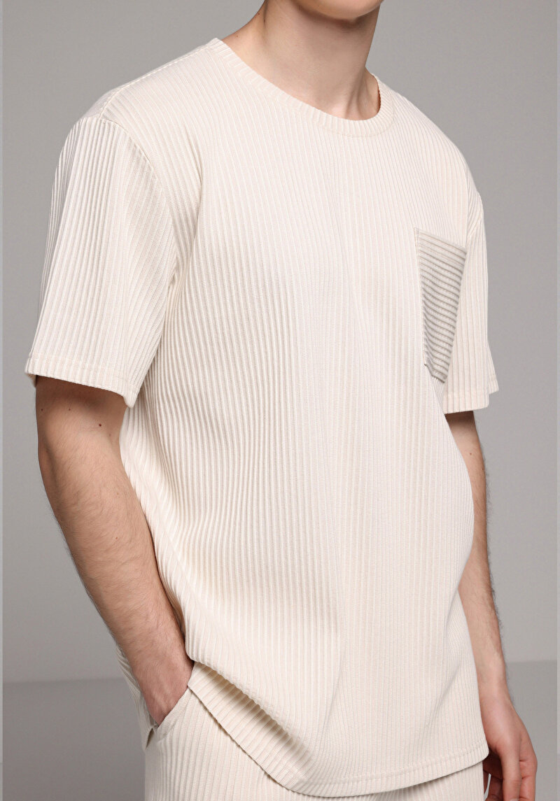 Imagine a Tricou Cu Maneca Scurta De Barbati Bej Comfort Fit Cl1080250