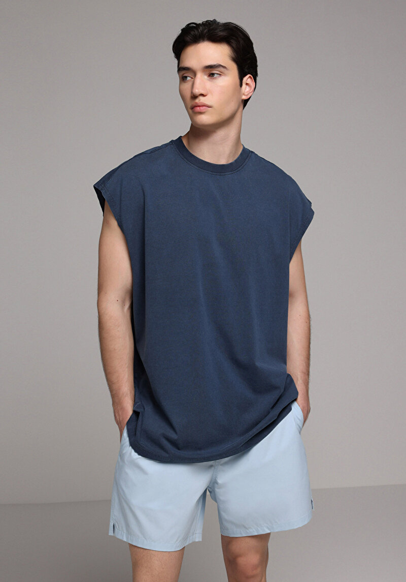 Imagine a Maiou De Barbati Albastru Oversize Fit  Cl1080568