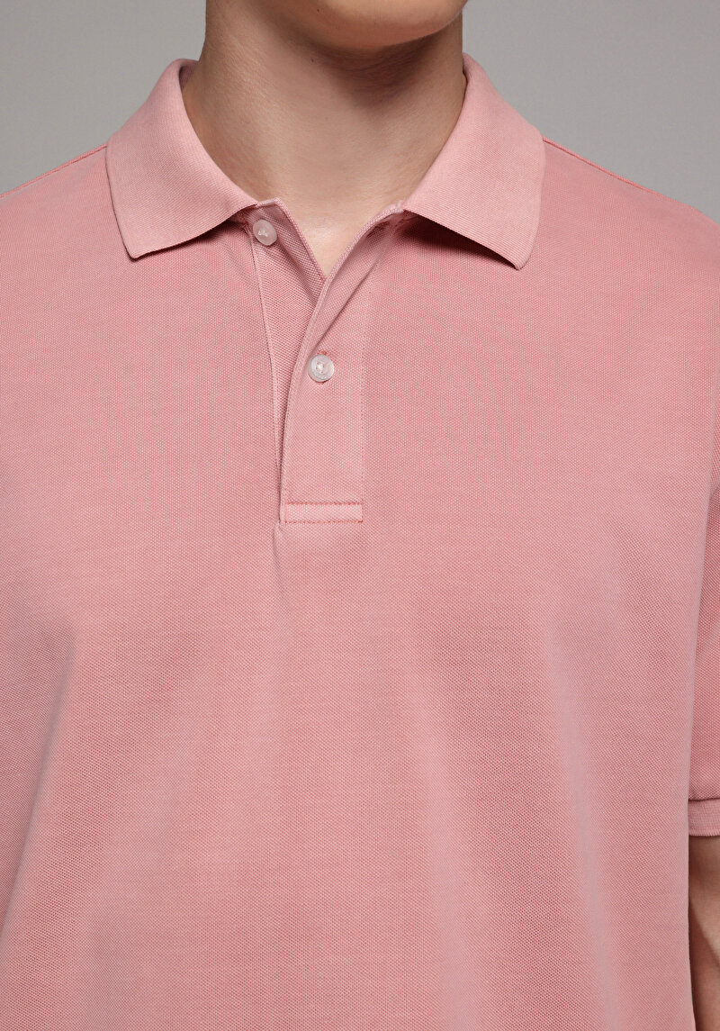 Imagine a Tricou Polo Cu Maneca Scurta De Barbati Roz Regular Fit  Cl1080995