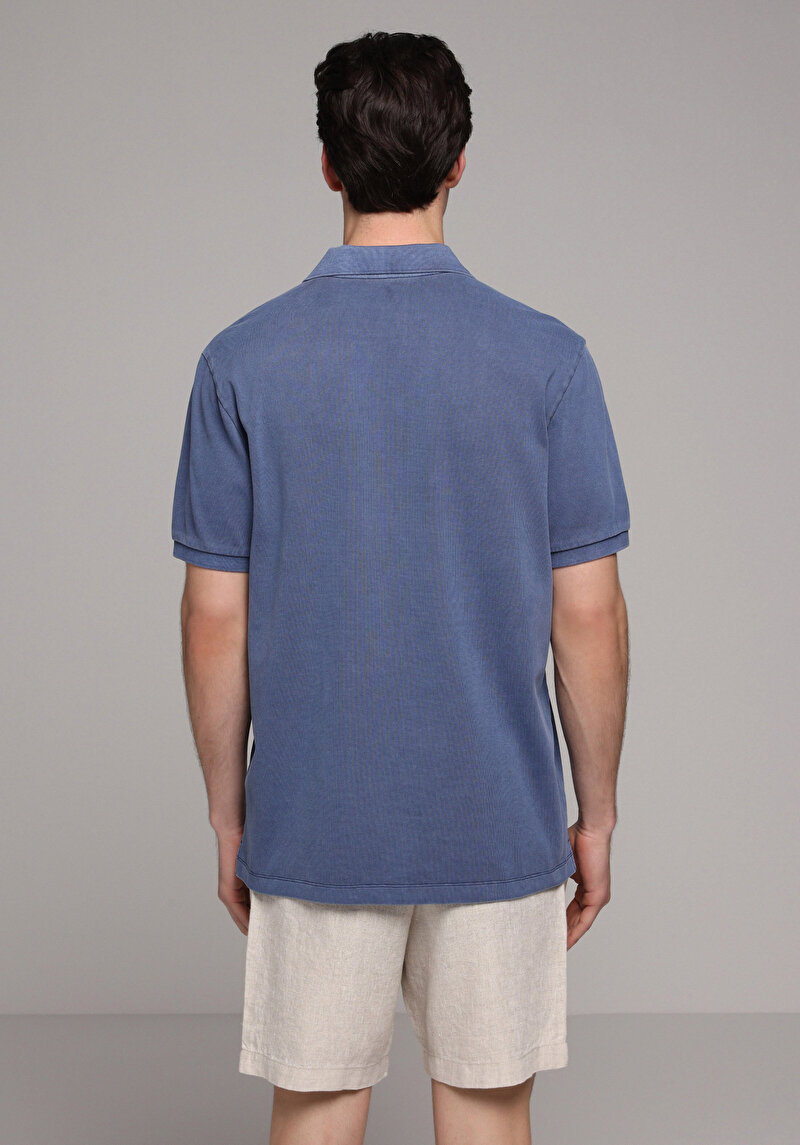 Imagine a Tricou Polo Cu Maneca Scurta De Barbati Albastru Regular Fit Cl1080995