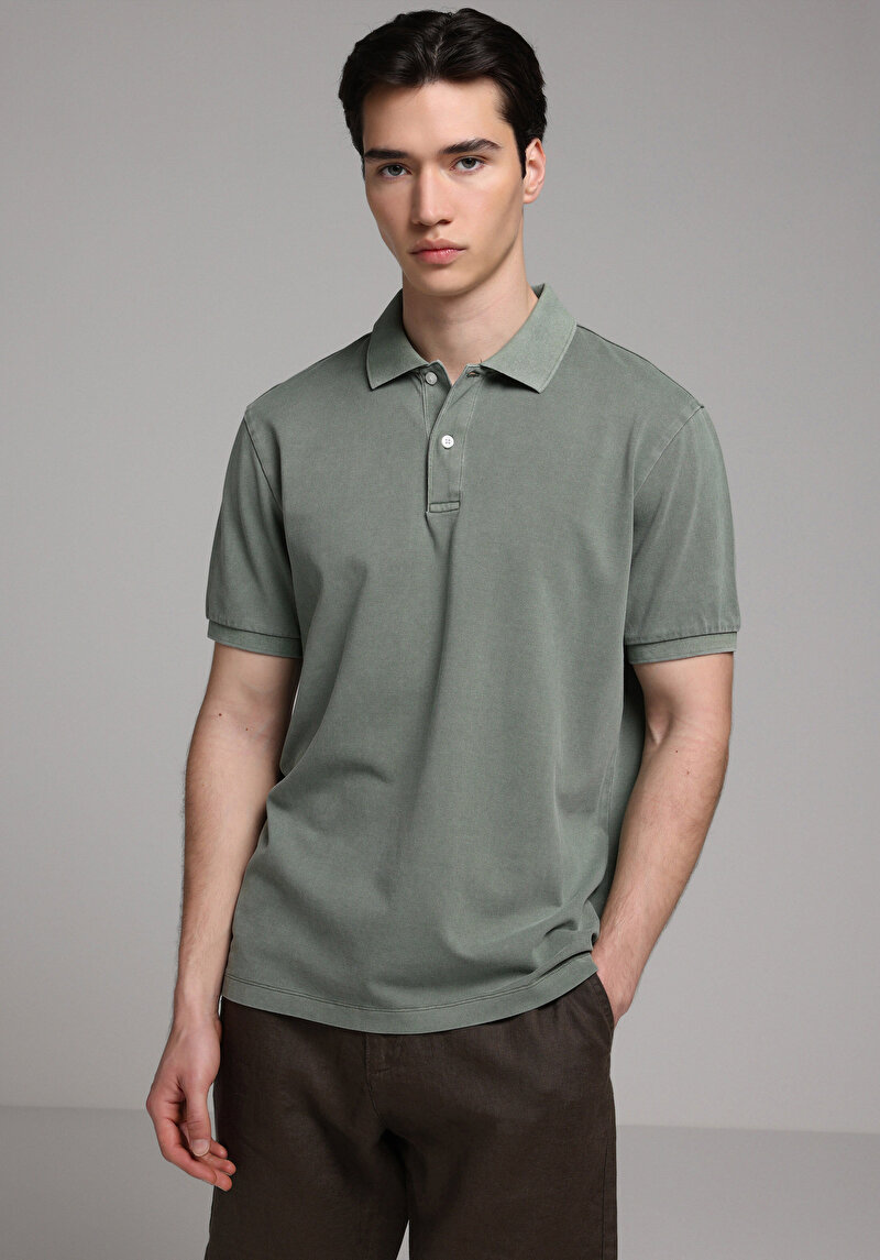 Imagine a Tricou Polo Cu Maneca Scurta De Barbati Verde Regular Fit  Cl1080995