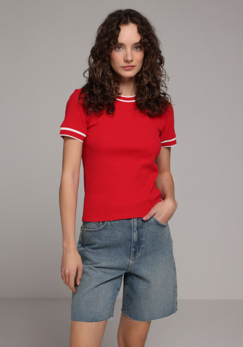 Imagine a Tricou Cu Maneca Scurta De Dama Roşu Slim Fit Cl1080063