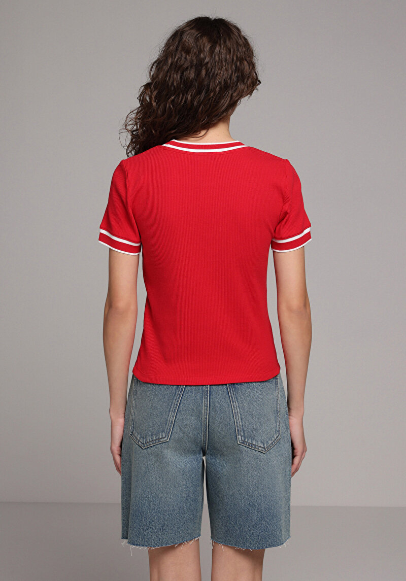 Imagine a Tricou Cu Maneca Scurta De Dama Roşu Slim Fit Cl1080063