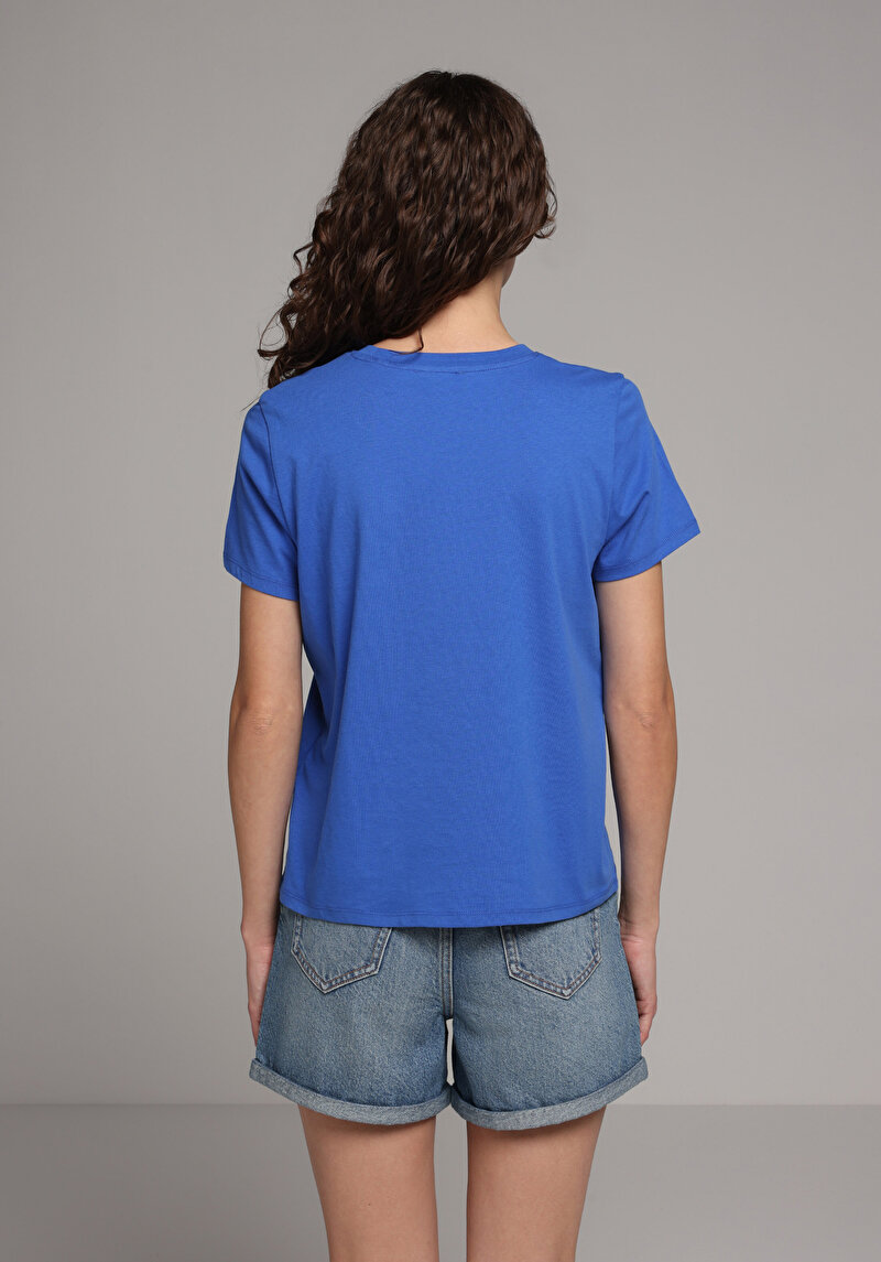 Imagine a Tricou Cu Maneca Scurta De Dama Albastru Regular Fit  Cl1082270