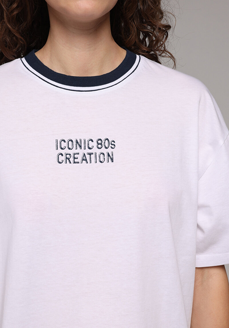 Imagine a Tricou Cu Maneca Scurta De Dama Alb Oversize Fit  Cl1082986