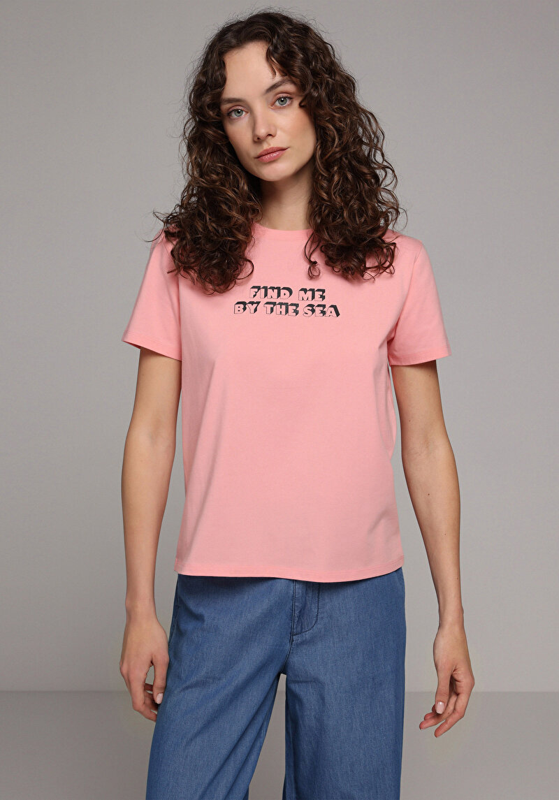 Imagine a Tricou Cu Maneca Scurta De Dama Roz Regular Fit  Cl1079042