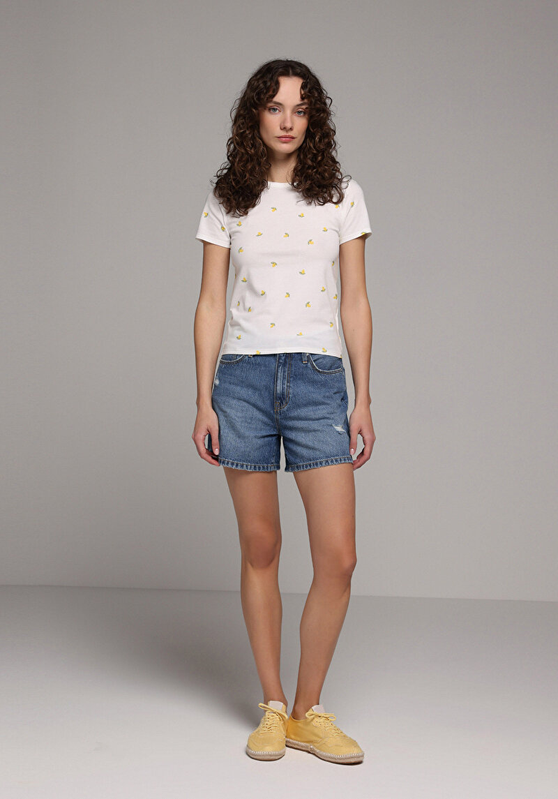Imagine a Tricou Cu Maneca Scurta De Dama Alb Slim Fit  Cl1079666