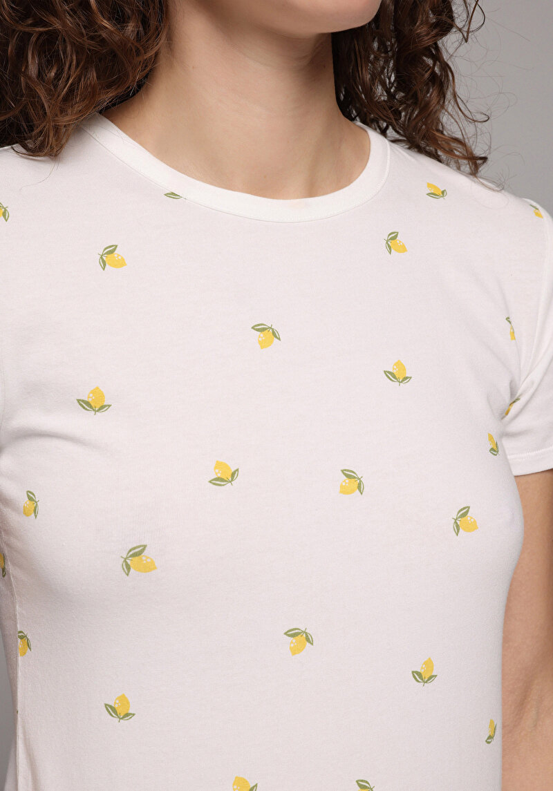 Imagine a Tricou Cu Maneca Scurta De Dama Alb Slim Fit  Cl1079666