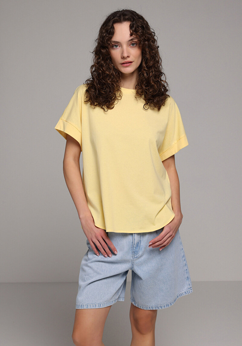 Imagine a Tricou Cu Maneca Scurta De Dama Galben Regular Fit  Cl1079751