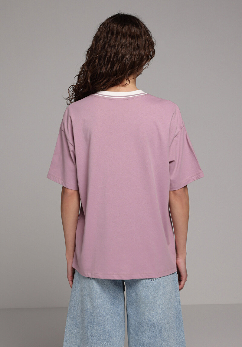 Imagine a Tricou Cu Maneca Scurta De Dama Mov Oversize Fit Cl1080882