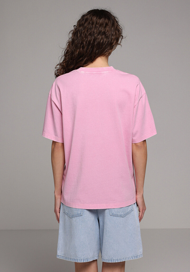 Imagine a Tricou Cu Maneca Scurta De Dama Roz Oversize Fit  Cl1081751