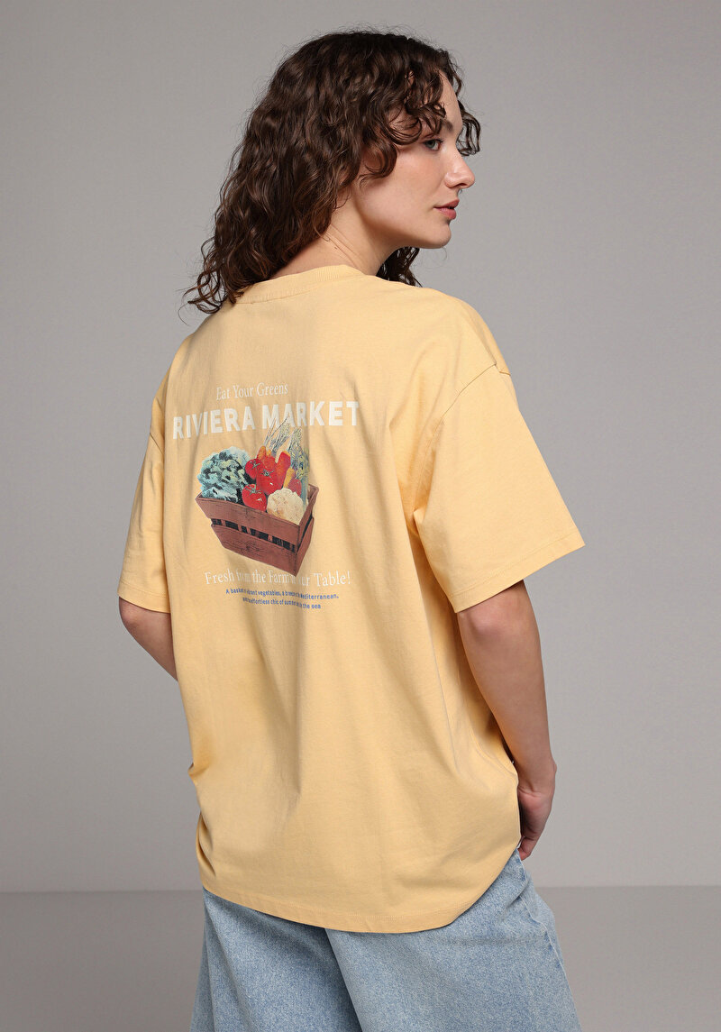 Imagine a Tricou Cu Maneca Scurta De Dama Galben Oversize Fit  Cl1081753