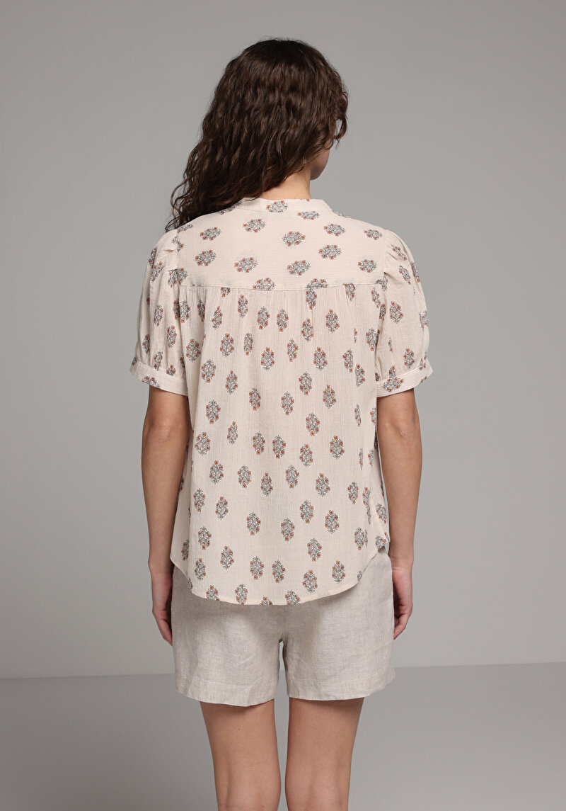 Imagine a Camasa Cu Maneca Scurta De Dama Bej Fashion Fit  Cl1078689