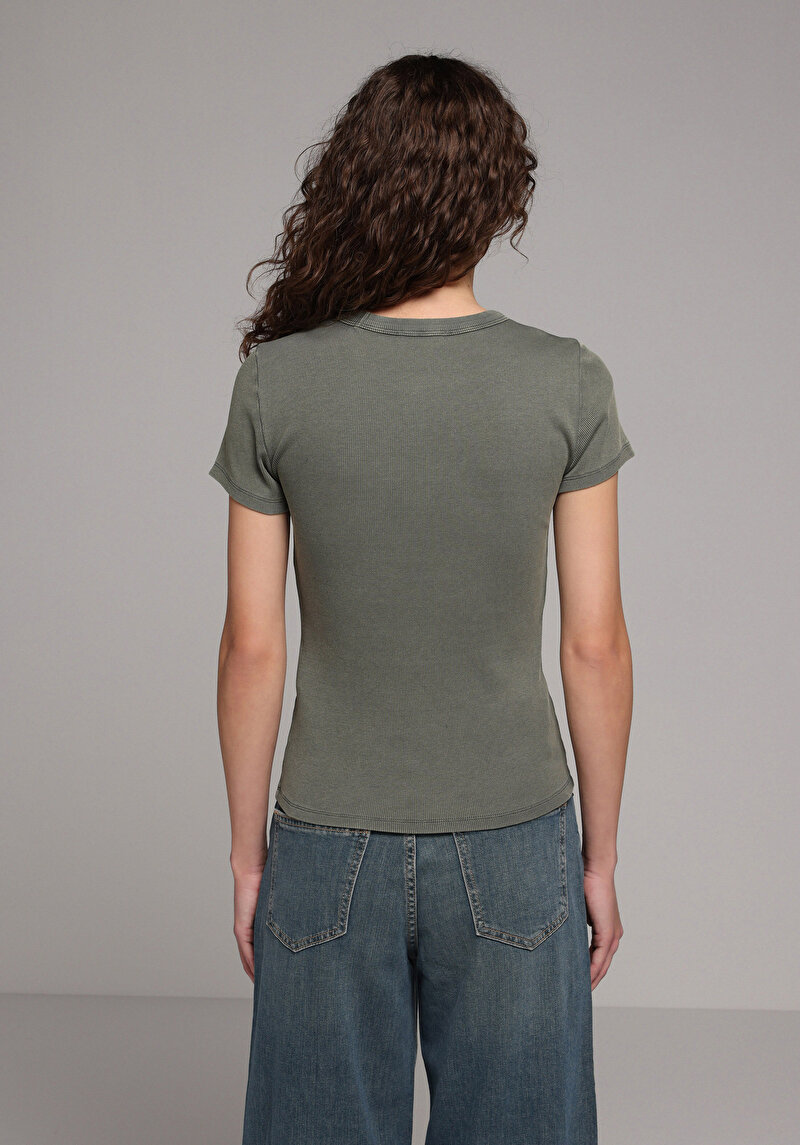 Imagine a Tricou Cu Maneca Scurta De Dama Kaki Slim Fit  Cl1079053