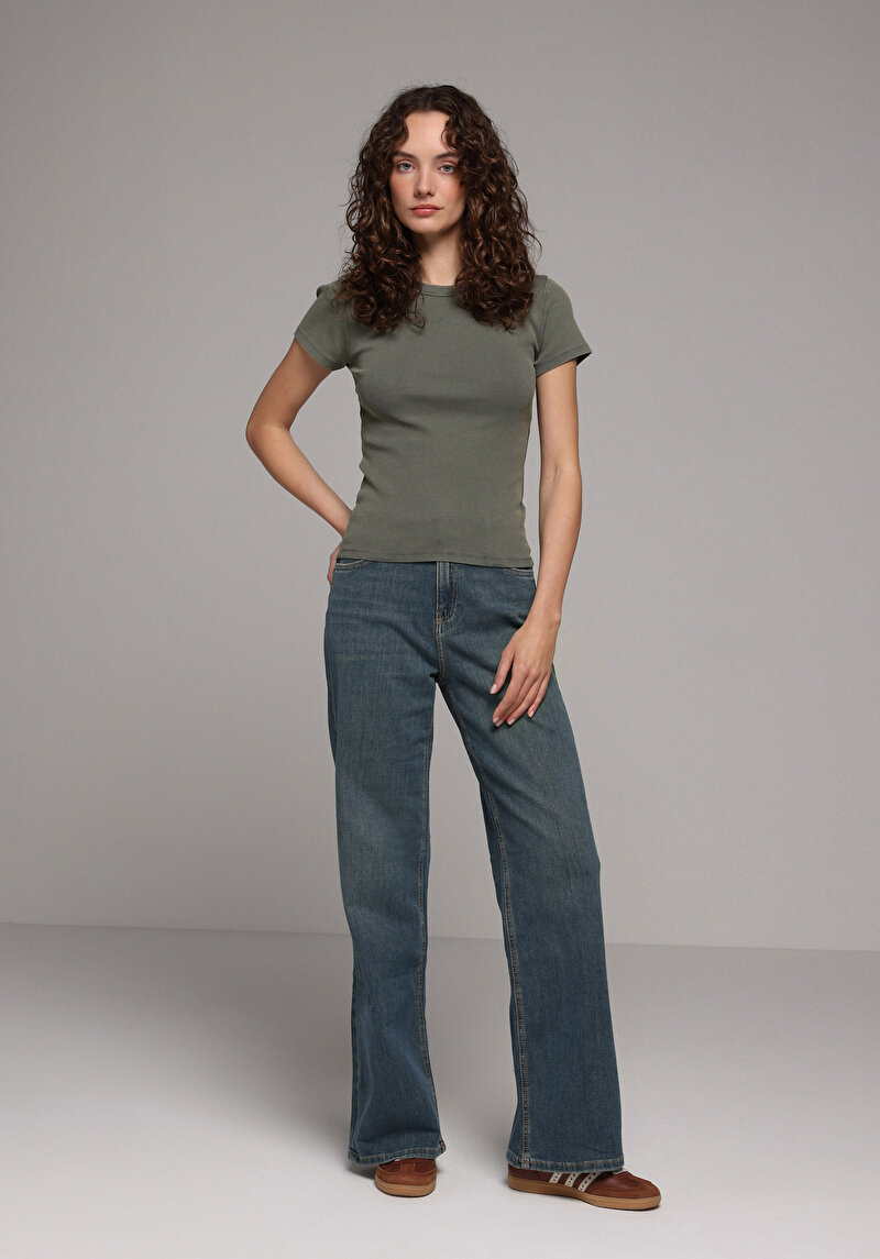 Imagine a Tricou Cu Maneca Scurta De Dama Kaki Slim Fit  Cl1079053