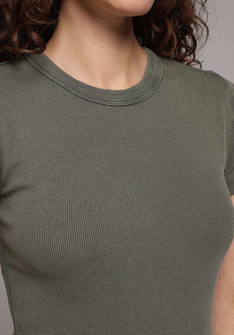 Imagine a Tricou Cu Maneca Scurta De Dama Kaki Slim Fit  Cl1079053