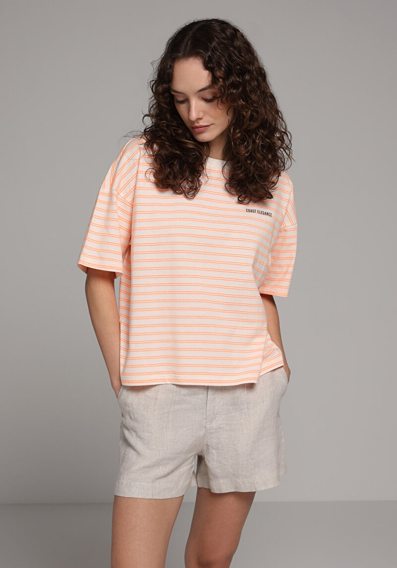 Imagine a Tricou Cu Maneca Scurta De Dama Portocaliu Regular Fit  Cl1080982