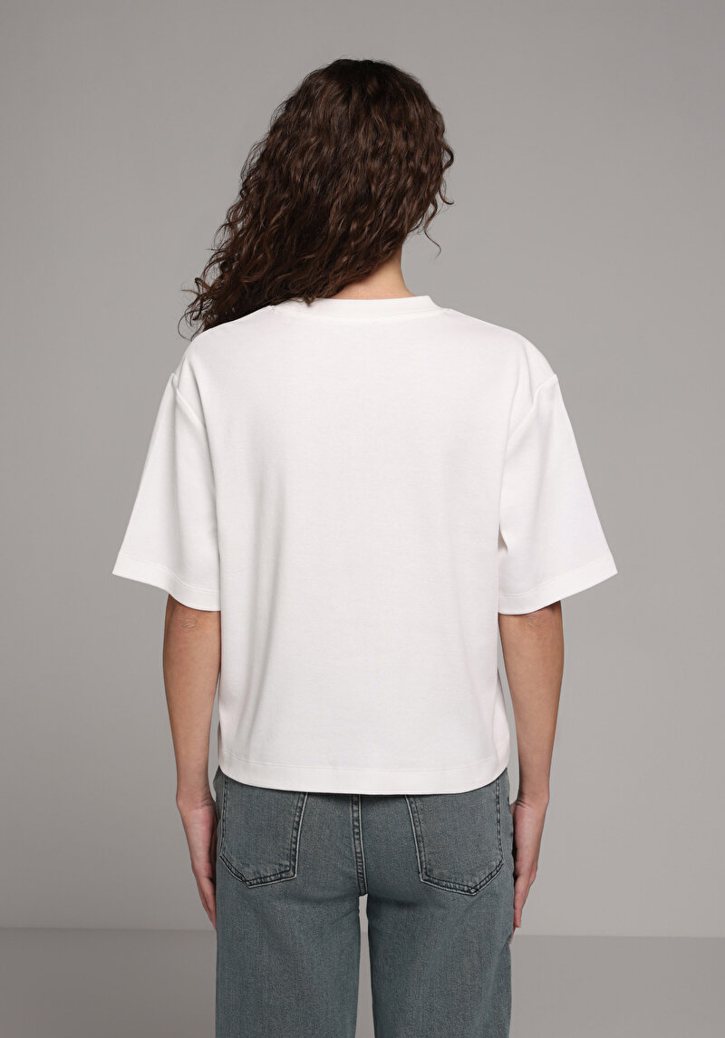 Imagine a Tricou Cu Maneca Scurta De Dama Alb Regular Fit  Cl1079670