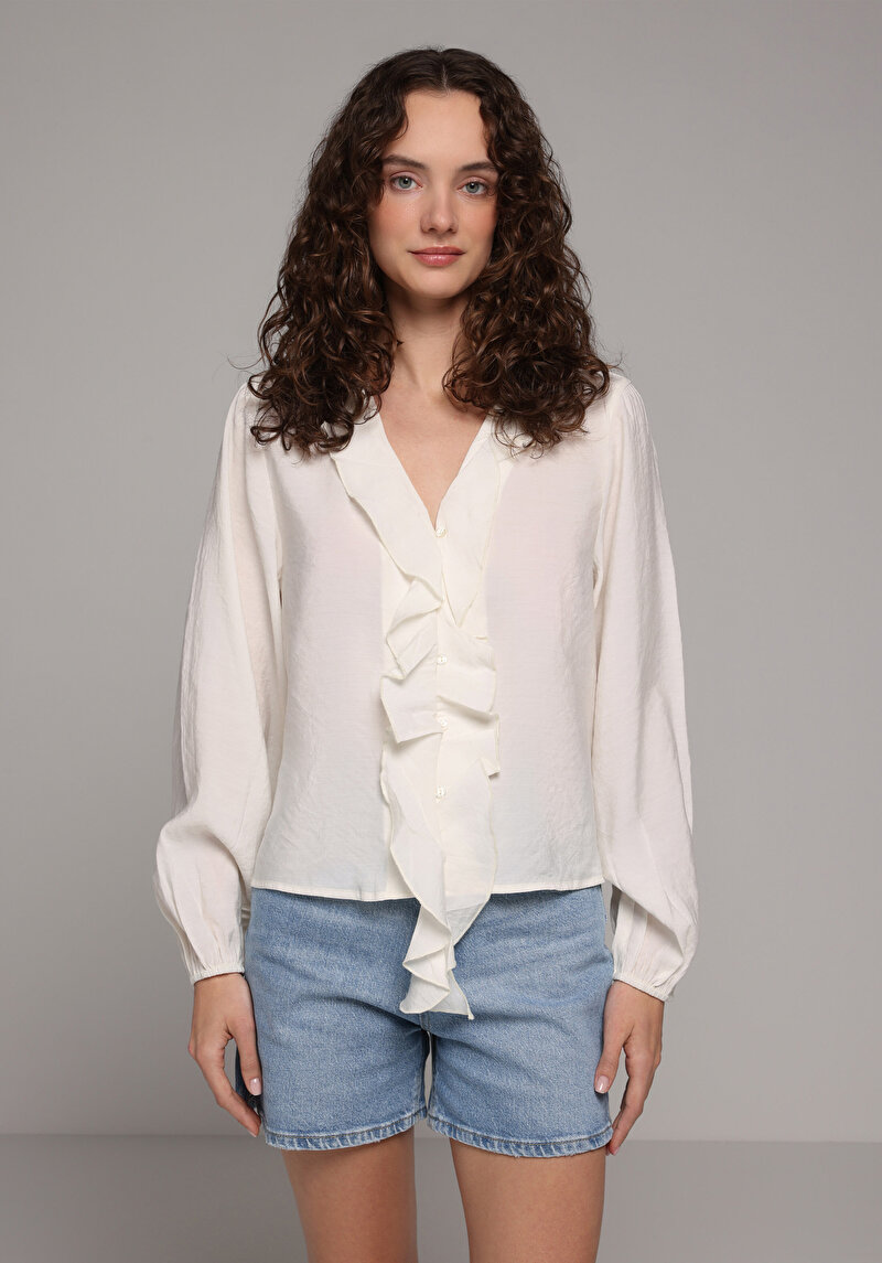 Imagine a Camasa Cu Maneca Lunga De Dama Ecru Fashion Fit Cl1081745