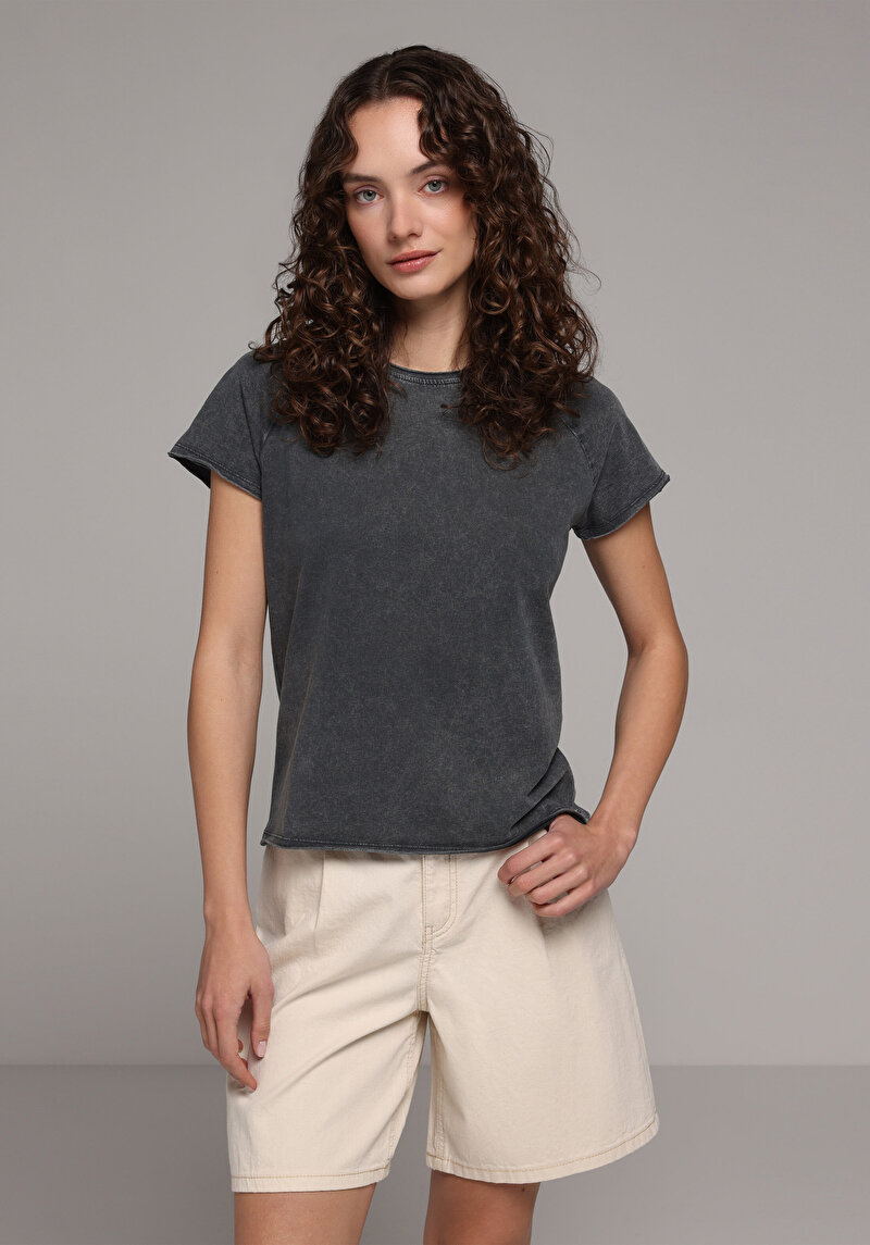 Imagine a Tricou Cu Maneca Scurta De Dama Antracit Regular Fit Cl1081966