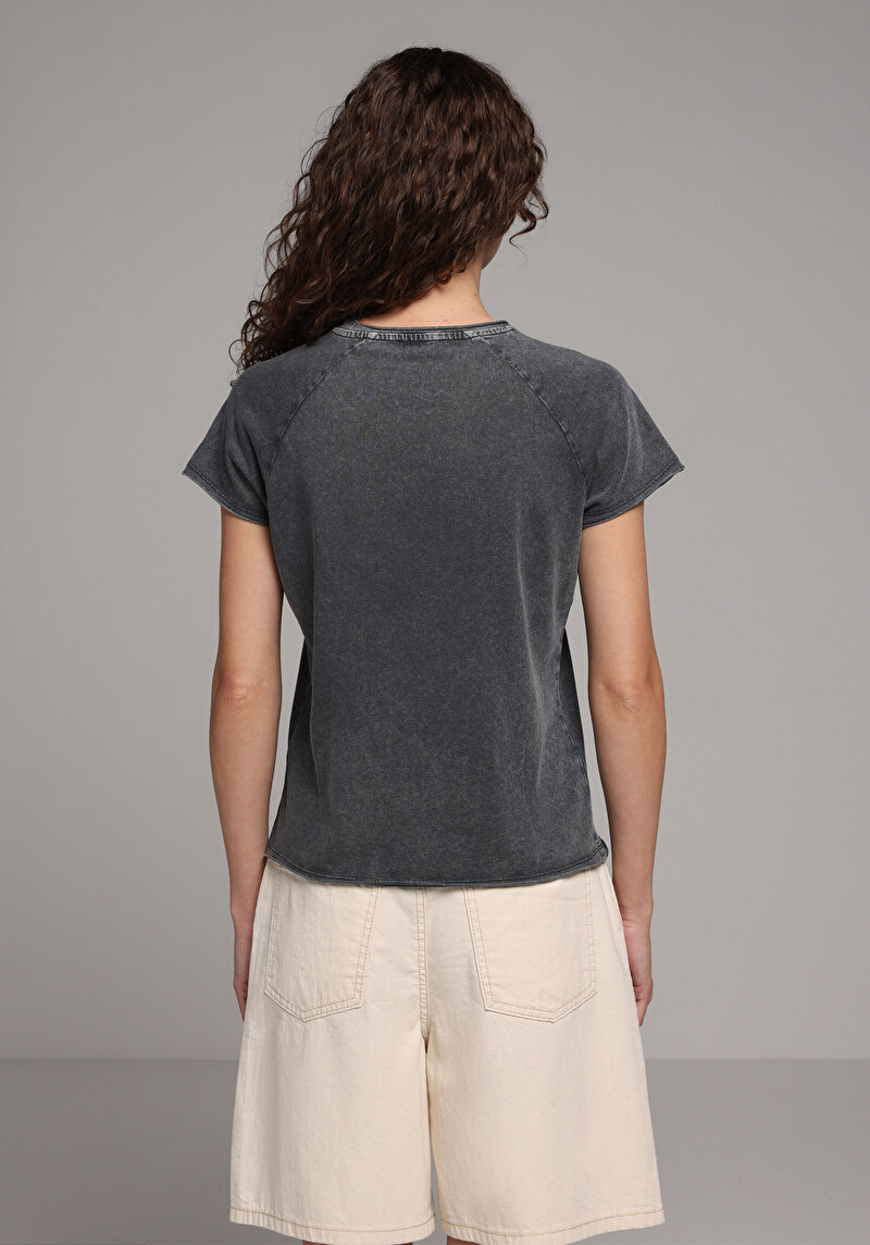 Imagine a Tricou Cu Maneca Scurta De Dama Antracit Regular Fit Cl1081966