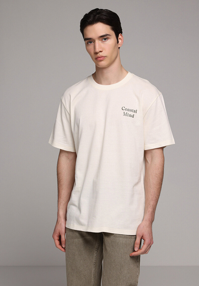 Imagine a Tricou Cu Maneca Scurta De Barbati Ecru Comfort Fit  Cl1078750