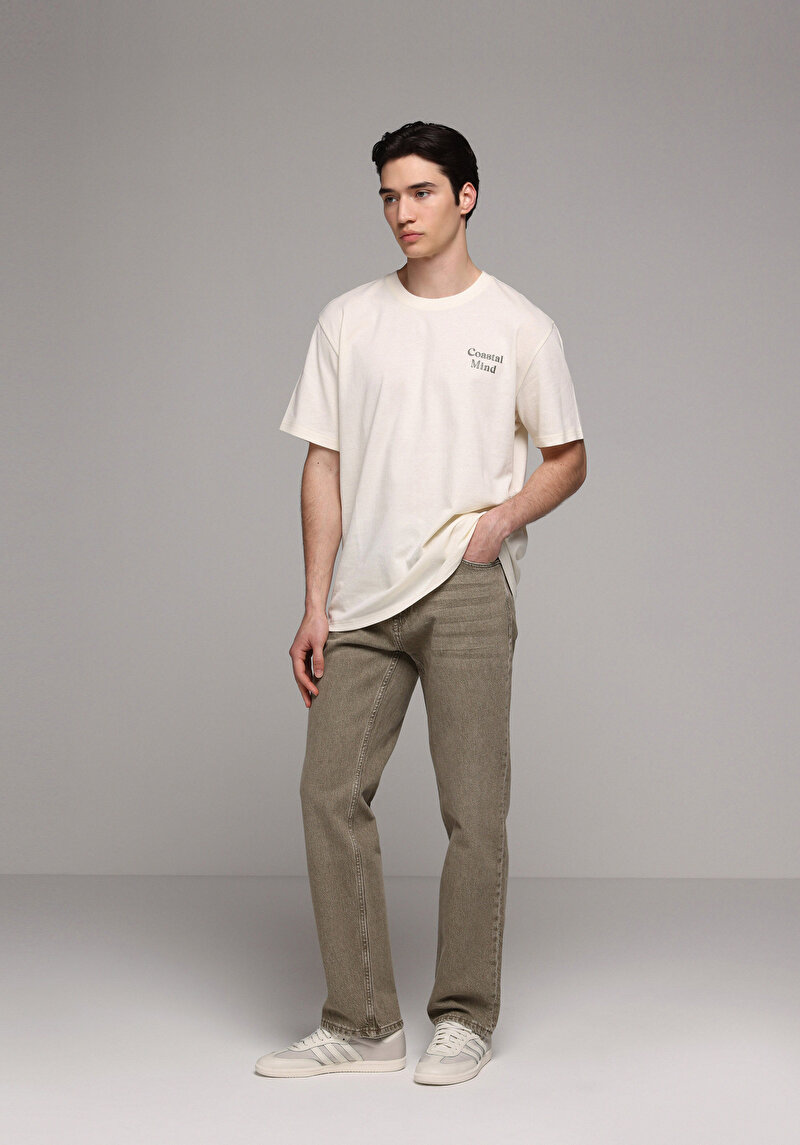 Imagine a Tricou Cu Maneca Scurta De Barbati Ecru Comfort Fit  Cl1078750